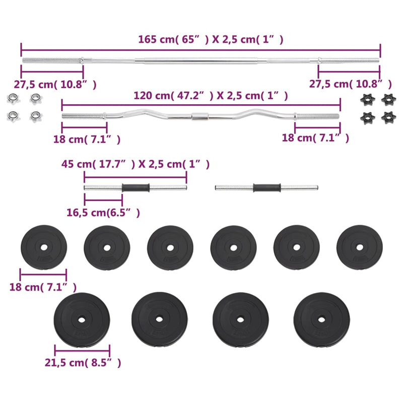 Barbell and Dumbbell Set 30 kg