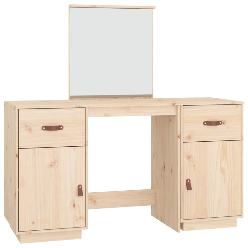 Dressing Table Set with a Mirror Solid Wood Pine