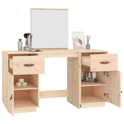 Dressing Table Set with a Mirror Solid Wood Pine