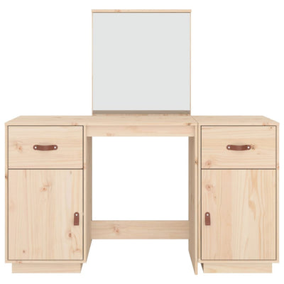 Dressing Table Set with a Mirror Solid Wood Pine