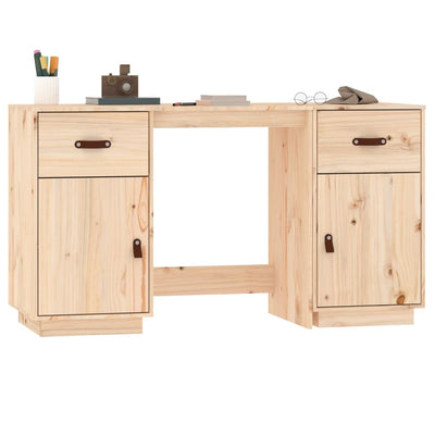 Desk with Cabinets 135x50x75 cm Solid Wood Pine