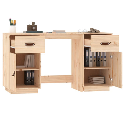 Desk with Cabinets 135x50x75 cm Solid Wood Pine