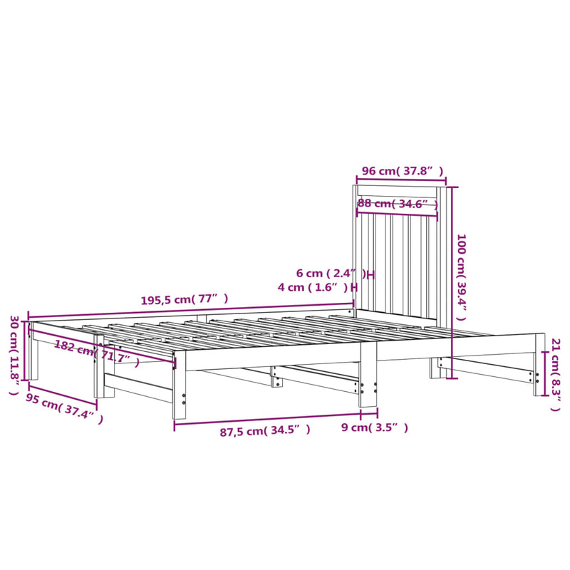 Pull-out Day Bed without Mattress 2x(90x190) cm