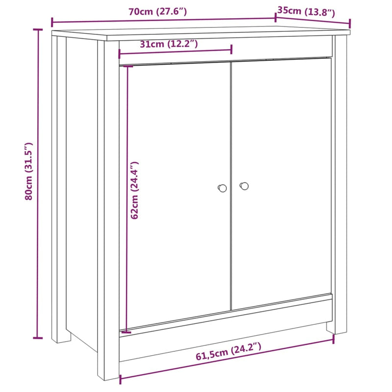 Sideboards 2 pcs 70x35x80 cm Solid Wood Pine