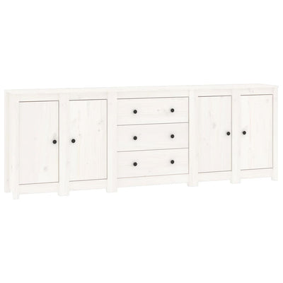 Sideboard White 230x35x80 cm Solid Wood Pine