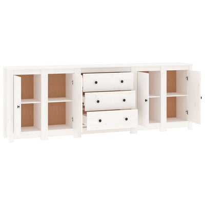 Sideboard White 230x35x80 cm Solid Wood Pine