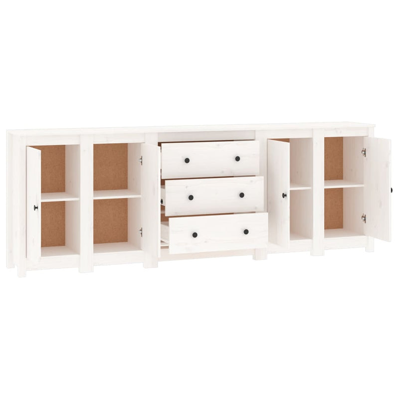 Sideboard White 230x35x80 cm Solid Wood Pine