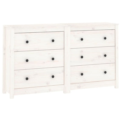 Sideboard White 140x35x80 cm Solid Wood Pine