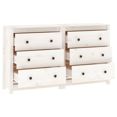 Sideboard White 140x35x80 cm Solid Wood Pine