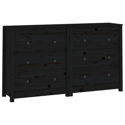 Sideboard Black 140x35x80 cm Solid Wood Pine