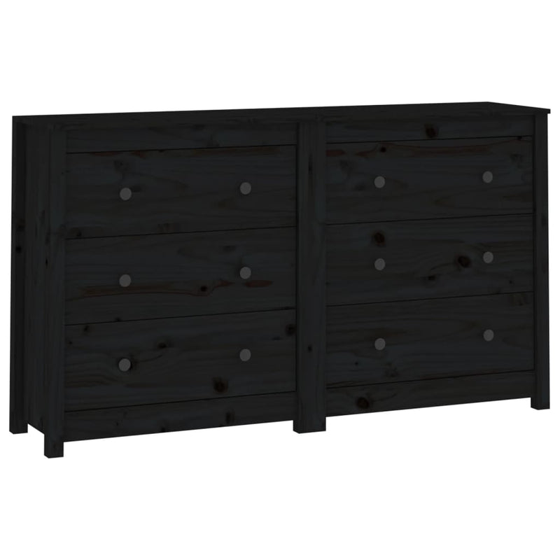 Sideboard Black 140x35x80 cm Solid Wood Pine