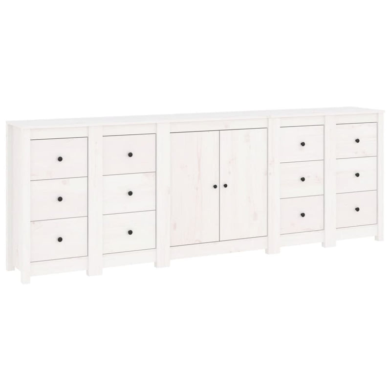 Sideboard White 230x35x80 cm Solid Wood Pine