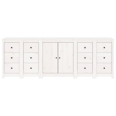 Sideboard White 230x35x80 cm Solid Wood Pine