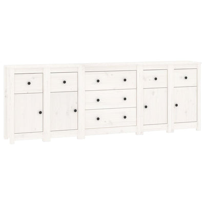 Sideboard White 230x35x80 cm Solid Wood Pine