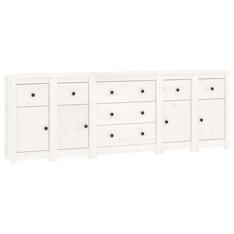 Sideboard White 230x35x80 cm Solid Wood Pine