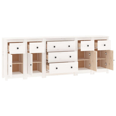 Sideboard White 230x35x80 cm Solid Wood Pine