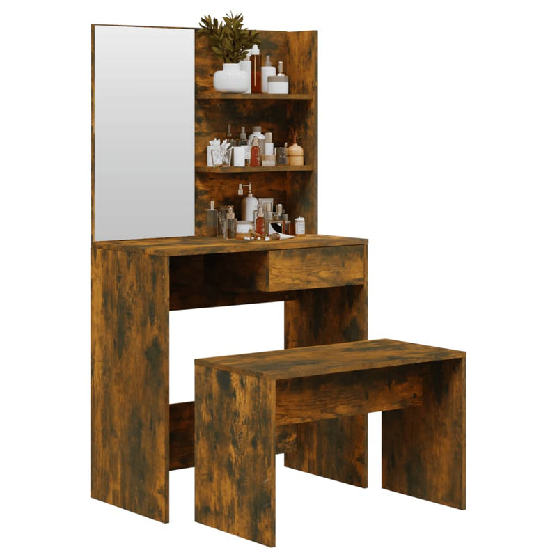 Dressing Table Set Smoked Oak 74.5x40x141 cm