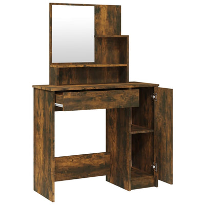 Dressing Table Set Smoked Oak 86.5x35x136 cm