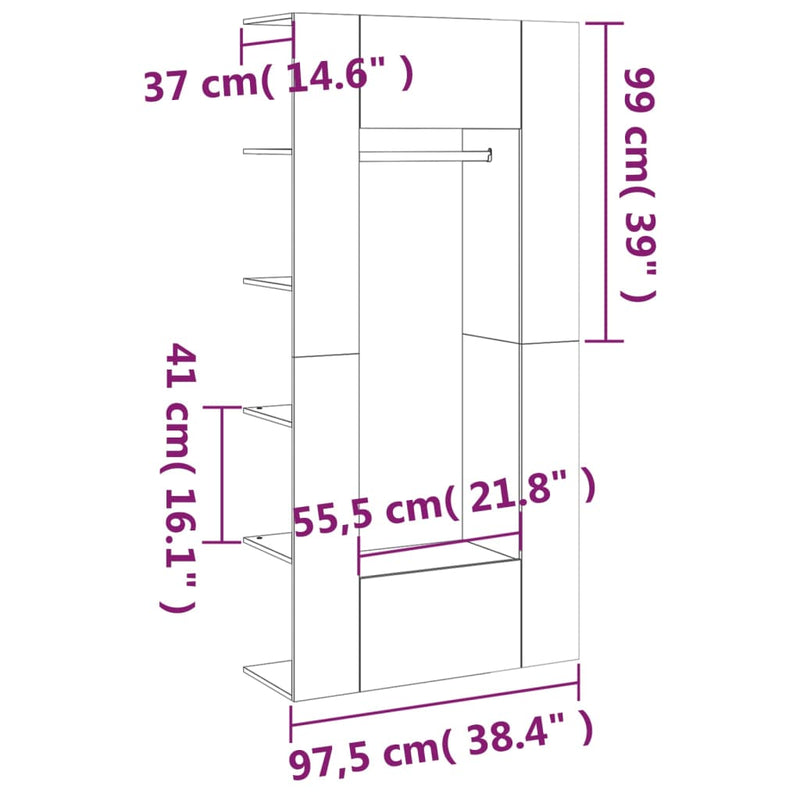 Hallway Cabinets 2 pcs Smoked Oak Engineered Wood