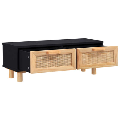 Coffee Table Black 80x40x30 cm Engineered Wood&Solid Wood Pine