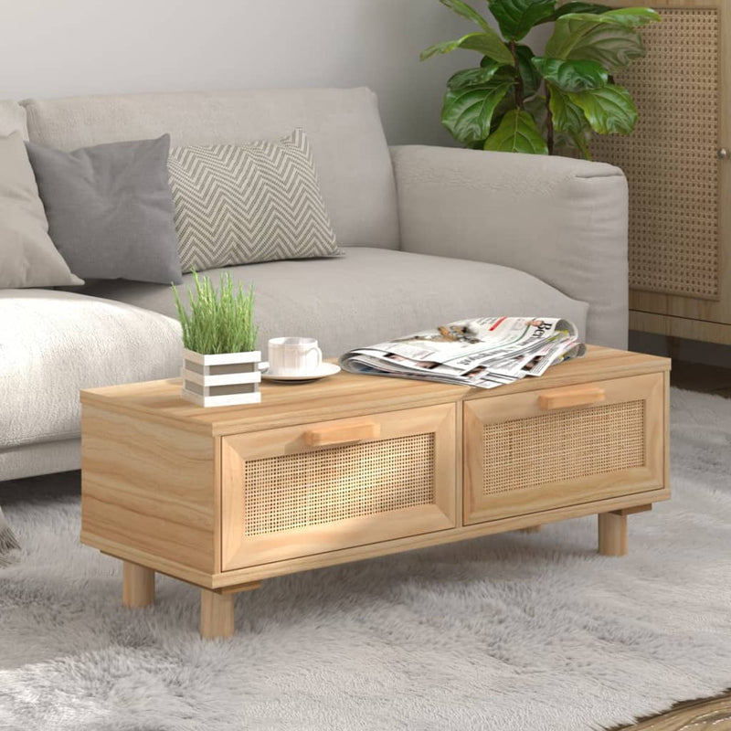 Coffee Table Brown 80x40x30 cm Engineered Wood&Solid Wood Pine