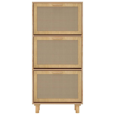 Shoe Cabinet Brown 52x25x115 cm Engineered Wood and Natural Rattan