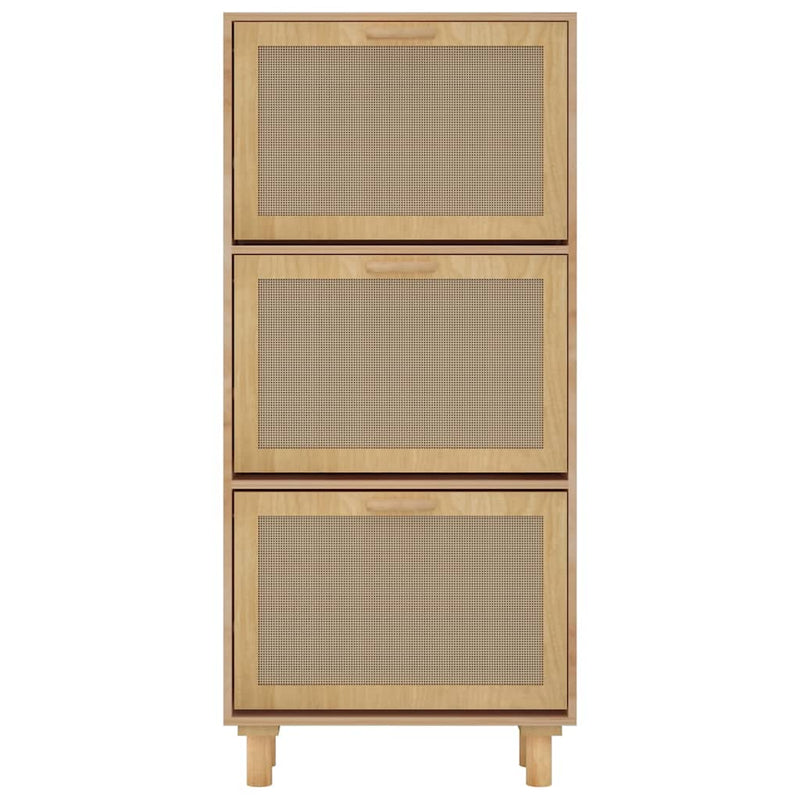 Shoe Cabinet Brown 52x25x115 cm Engineered Wood and Natural Rattan