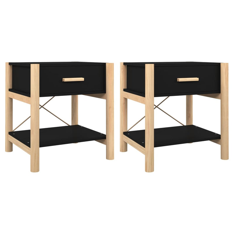 Bedside Tables 2pcs Black 42x38x45 cm Engineered Wood