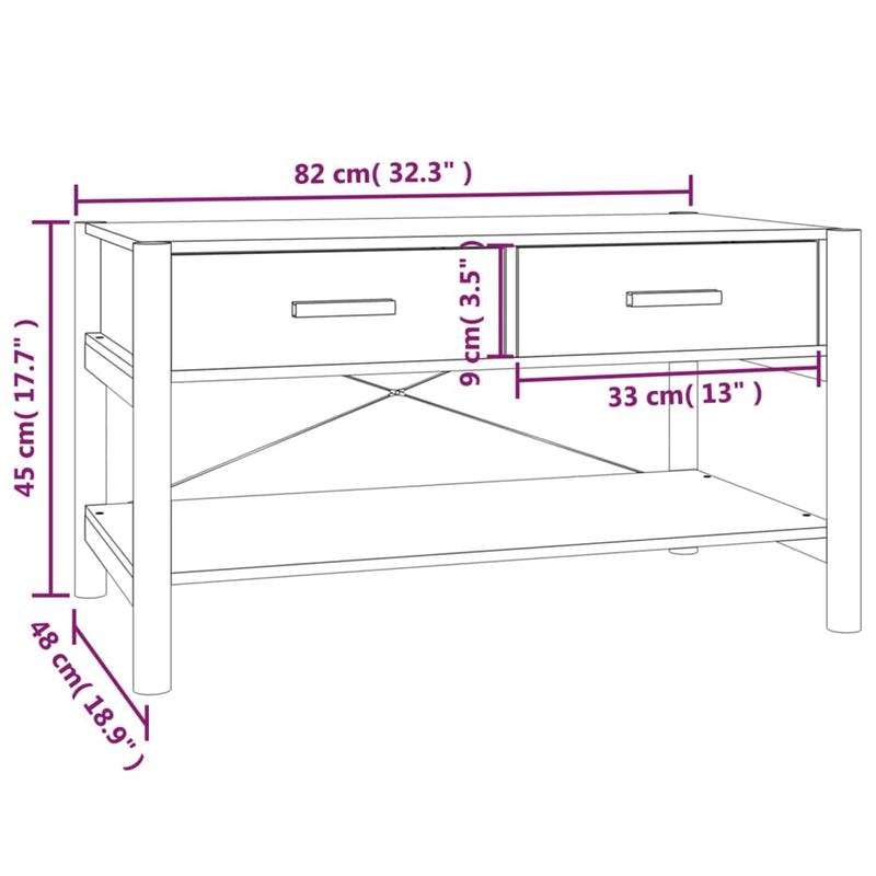 Coffee Table White 82x48x45 cm Engineered Wood