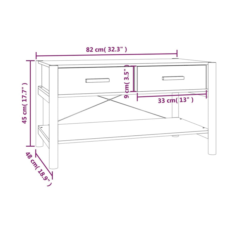 Coffee Table 82x48x45 cm Engineered Wood