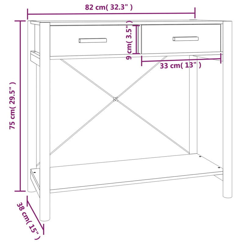 Console Table White 82x38x75 cm Engineered Wood