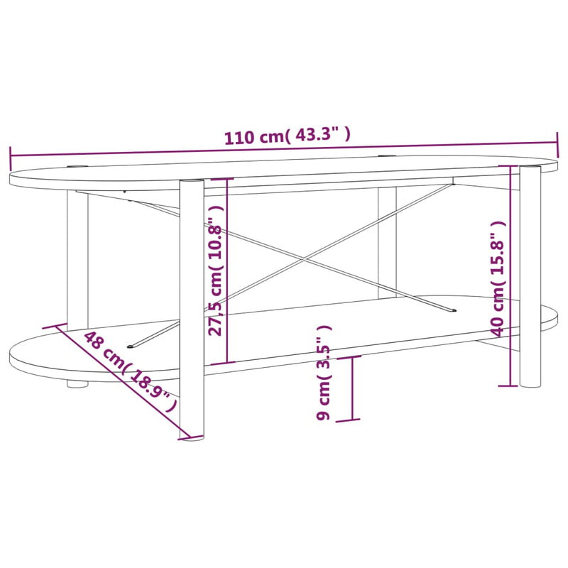 Coffee Table Black 110x48x40 cm Engineered Wood