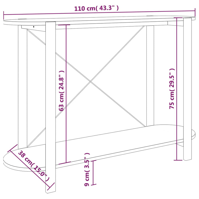 Console Table 110x38x75 cm Engineered Wood