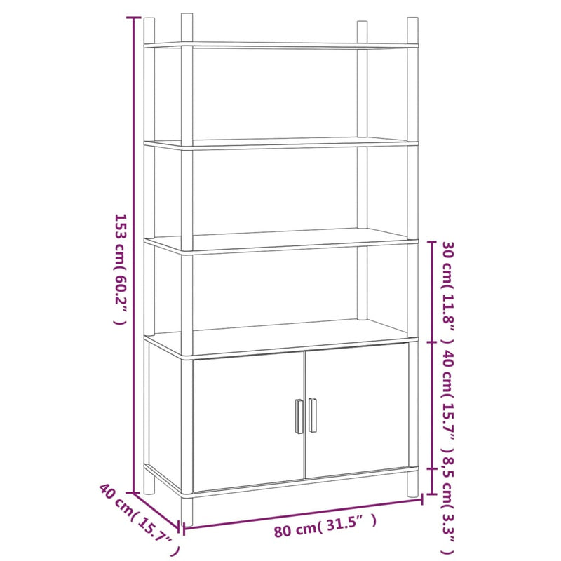 Highboard White 80x40x153 cm Engineered Wood