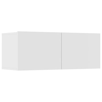 7 Piece TV Cabinet Set White Engineered Wood