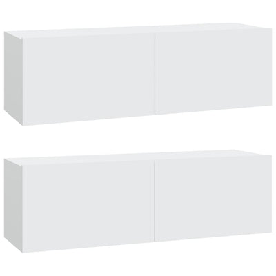 3 Piece TV Cabinet Set White Engineered Wood