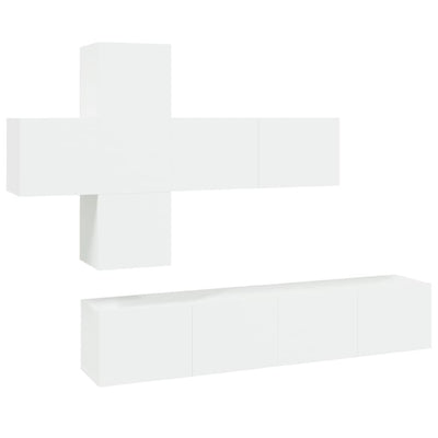 7 Piece TV Cabinet Set White Engineered Wood