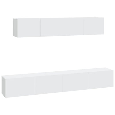4 Piece TV Cabinet Set White Engineered Wood