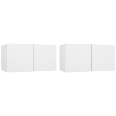 4 Piece TV Cabinet Set White Engineered Wood