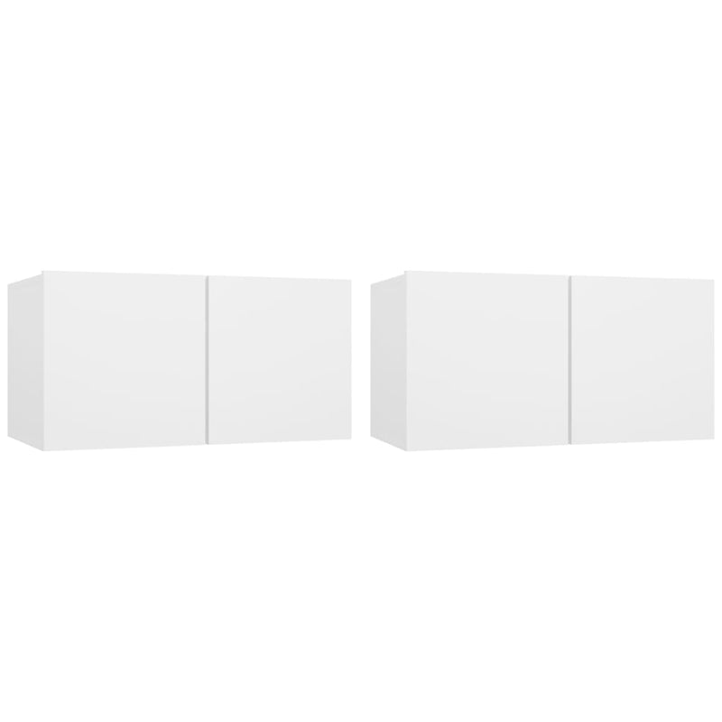 4 Piece TV Cabinet Set White Engineered Wood