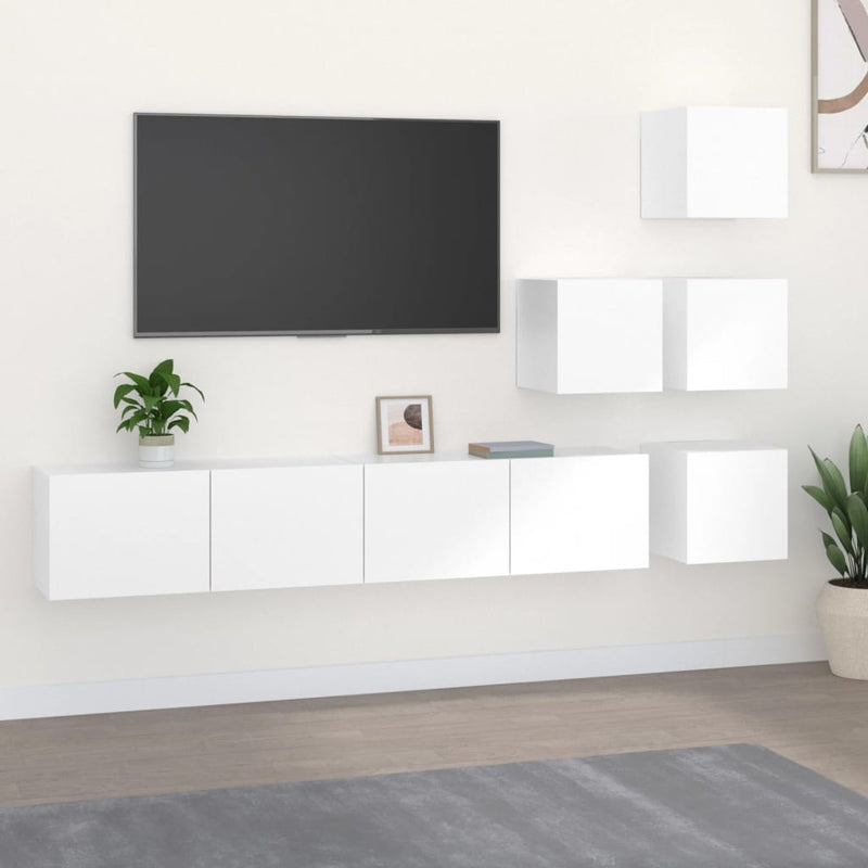 Wall-mounted TV Cabinet White Engineered Wood