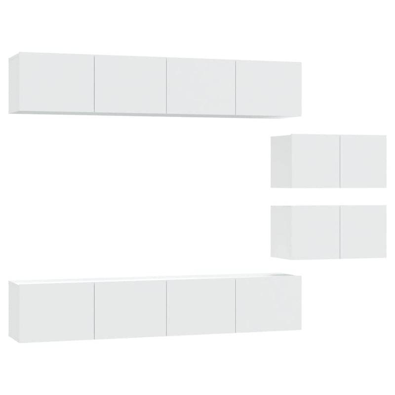 4 Piece TV Cabinet Set White Engineered Wood