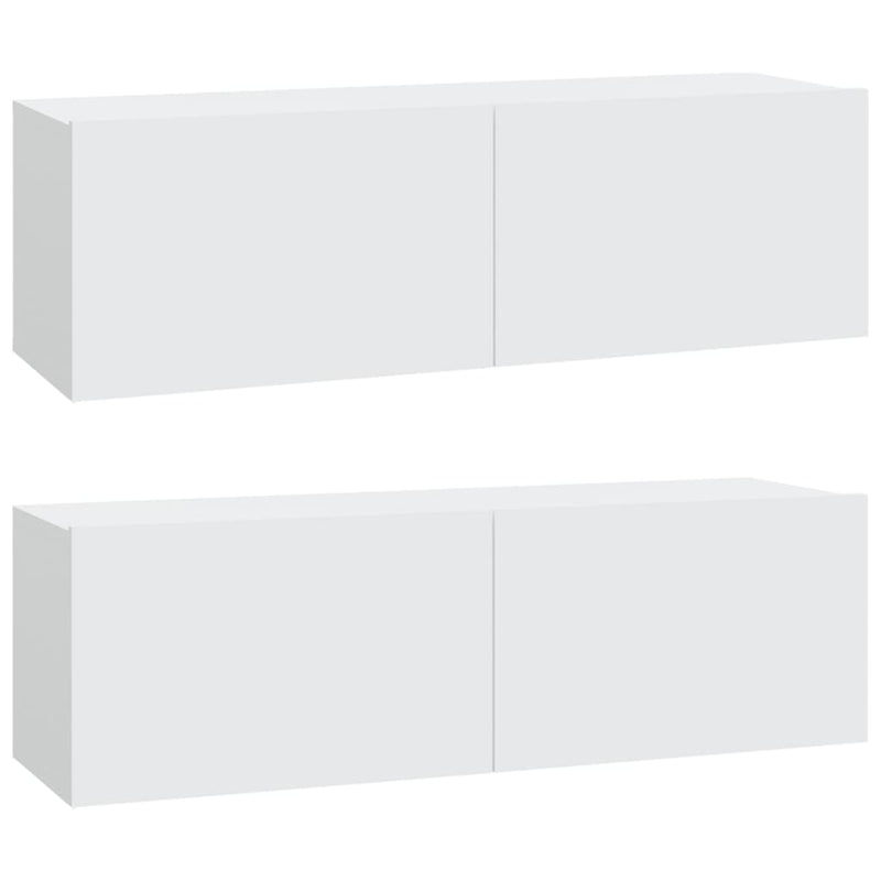 4 Piece TV Cabinet Set White Engineered Wood