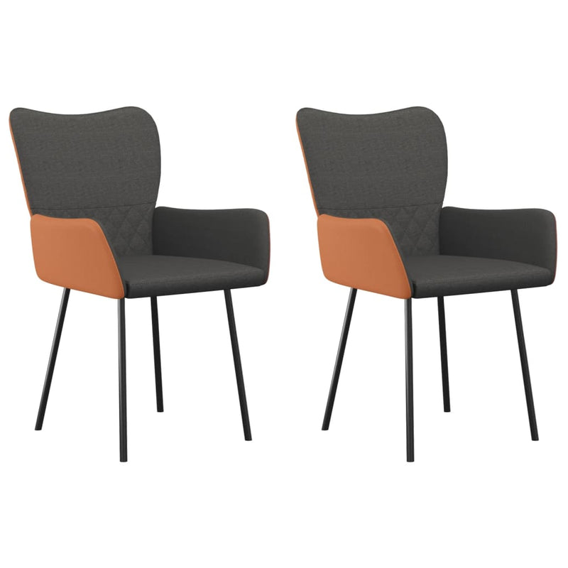 Dining Chairs 2 pcs Dark Grey Fabric and Faux Leather