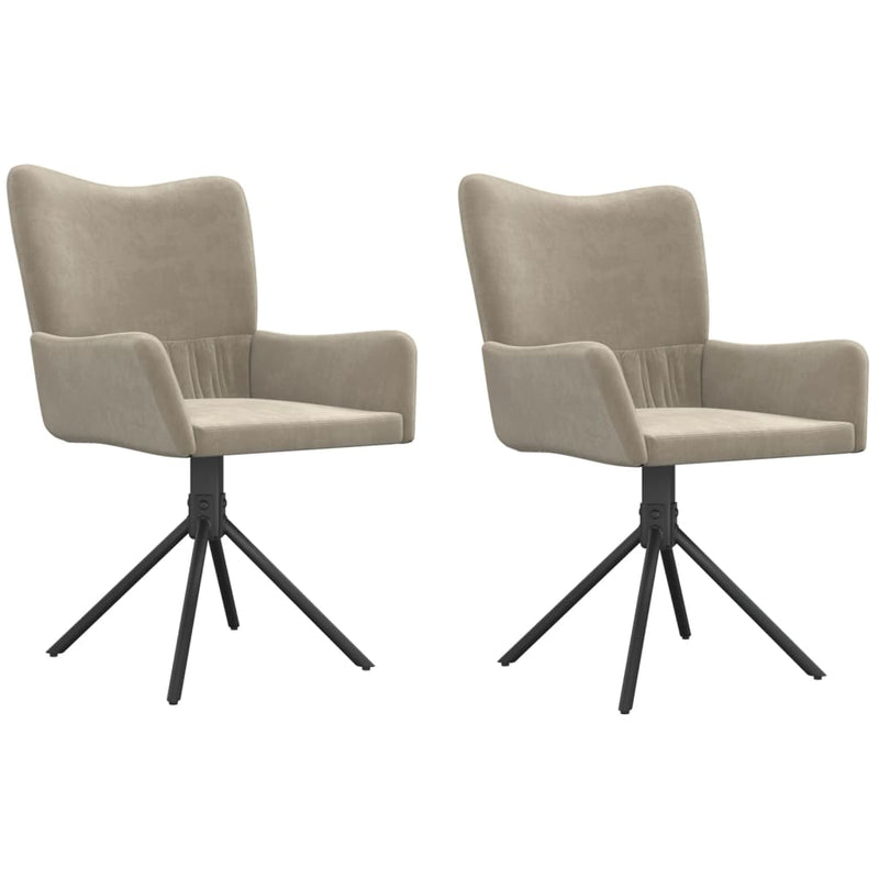 Swivel Dining Chairs 2 pcs Light Grey Velvet