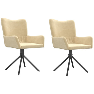 Swivel Dining Chairs 2 pcs Cream Velvet