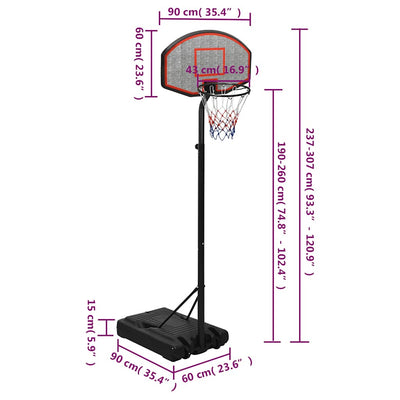 Basketball Stand Black 237-307 cm Polyethene