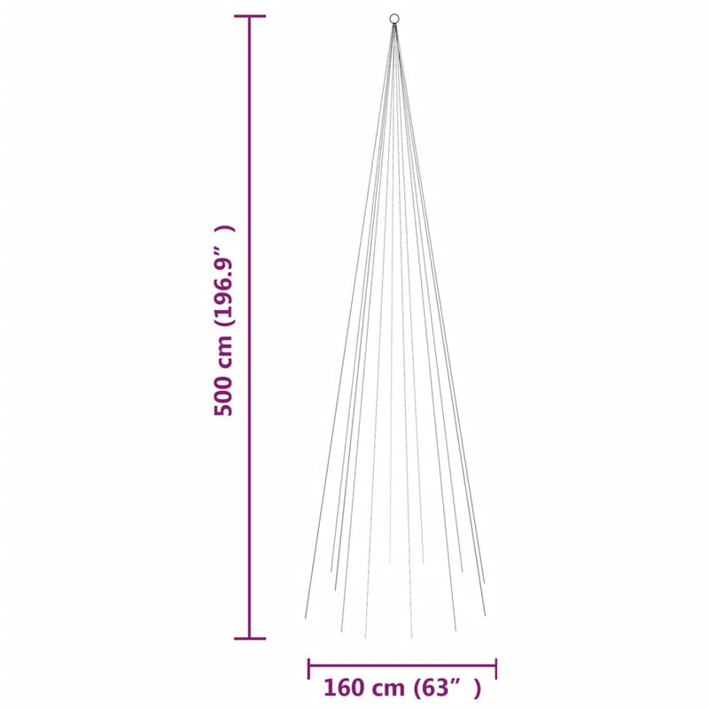 Christmas Tree on Flagpole Warm White 732 LEDs 500 cm