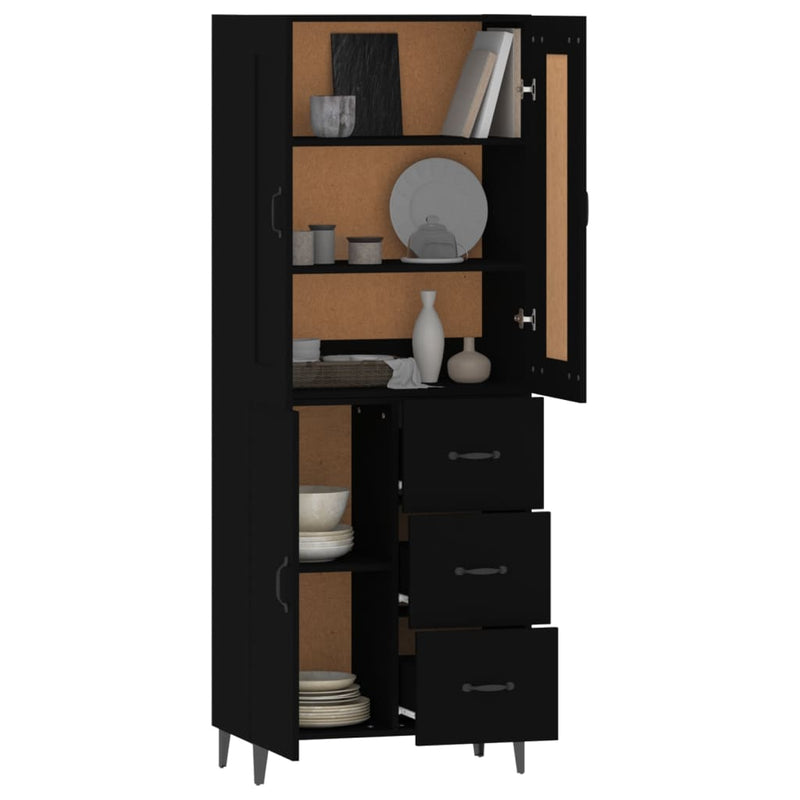 Highboard Black Engineered Wood