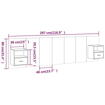Bed Headboard with Cabinets White 200 cm Engineered Wood